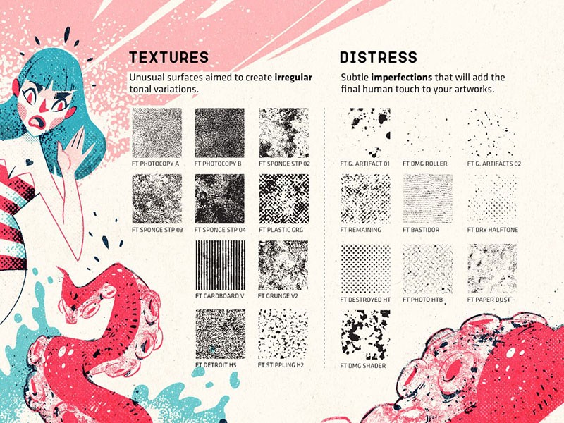 47个噪点插画纹理Procreate笔刷 笔刷资源 sucaiwan.com