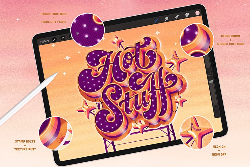 Procreate复古标志笔刷套装 笔刷资源 sucaiwan.com