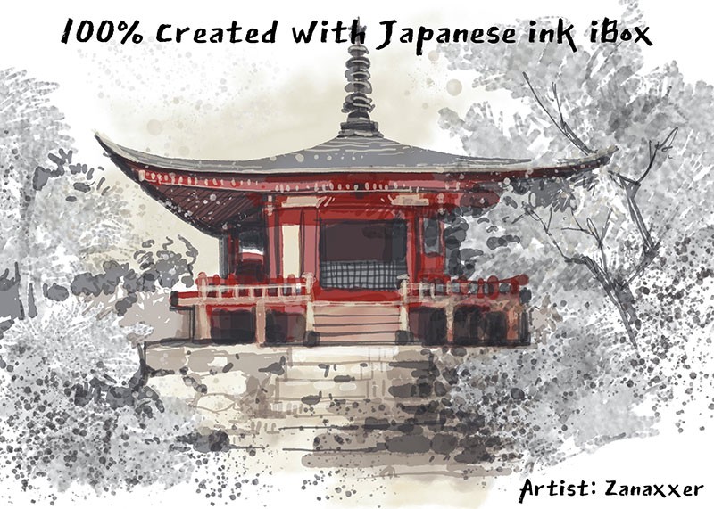 Procreate日式水墨效果笔刷套装 笔刷资源 sucaiwan.com