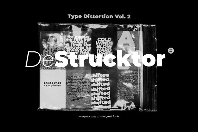 40种复古扭曲故障文字效果图层样式PSD，附视频教程 插件预设 sucaiwan.com