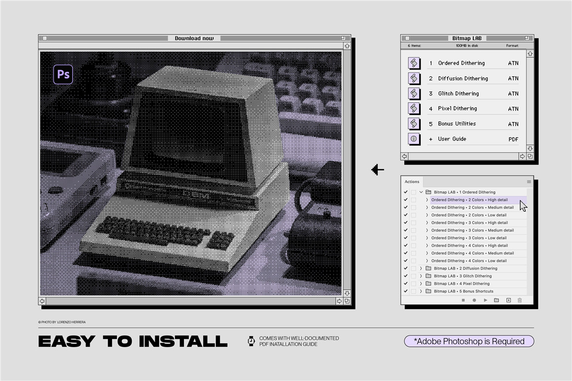 新潮复古像素美感8位半色调抖动毛刺像素化显示效果PS动作 Samolevsky – Bitmap LAB – pixel halftone action 插件预设 第10张-素材湾丨精选海外优质设计素材资源 新潮复古像素美感8位半色调抖动毛刺像素化显示效果PS动作 Samolevsky – Bitmap LAB – pixel halftone action 插件预设 sucaiwan.com