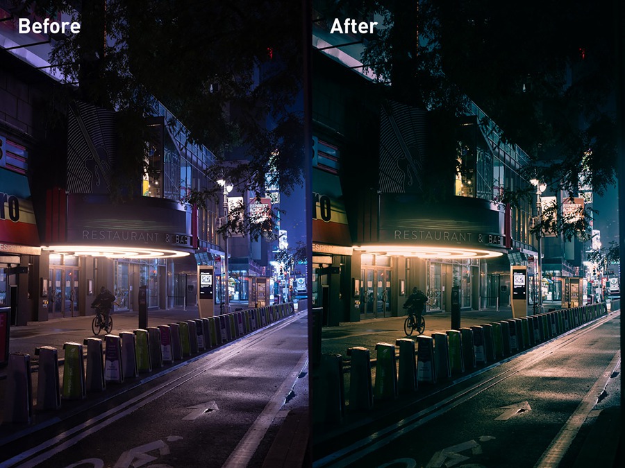 银翼杀手风格夜间摄影暗色调LR调色预设 Manhattan 2049 插件预设 sucaiwan.com