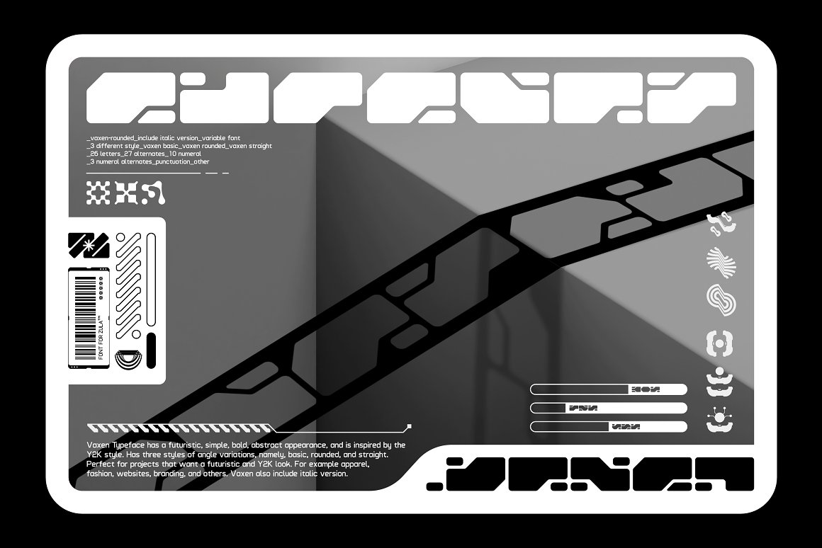 英文字体:未来科幻赛博朋克工业HUD几何Y2K品牌标题英文字体 Vaxen-Rounded Variable Font . 第1张-素材湾丨精选海外优质设计素材资源 英文字体:未来科幻赛博朋克工业HUD几何Y2K品牌标题英文字体 Vaxen-Rounded Variable Font . sucaiwan.com