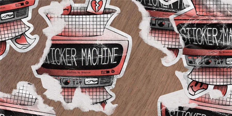 创意质感撕纸划痕毛边金箔全息多样化艺术风格贴纸logo图形PSD样机设计套装 Sticker Machine bracken 插件预设 第9张-素材湾丨精选海外优质设计素材资源 创意质感撕纸划痕毛边金箔全息多样化艺术风格贴纸logo图形PSD样机设计套装 Sticker Machine bracken 插件预设 sucaiwan.com