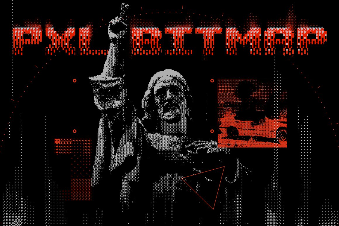 复古半色调像素8位图抖动信号失真PSD特效样机 Pxl Bitmap – Photoshop Effect 样机素材 sucaiwan.com