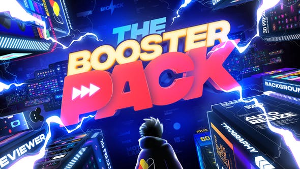 AE脚本：3000种社交媒体图形标题排版转场音效背景图标动画预设 Booster Pack . sucaiwan.com