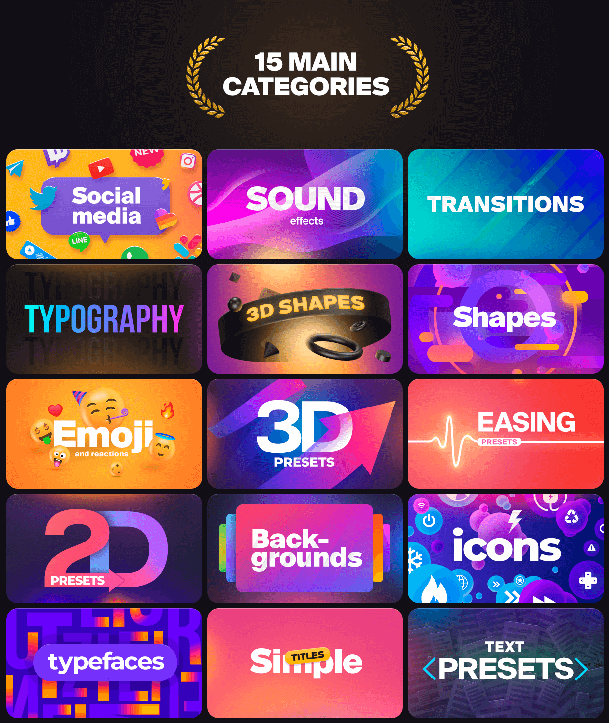 AE脚本：3000种社交媒体图形标题排版转场音效背景图标动画预设 Booster Pack . sucaiwan.com