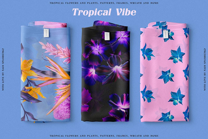 夏威夷风情花卉无缝图案，PAT PNG格式 图片素材 sucaiwan.com