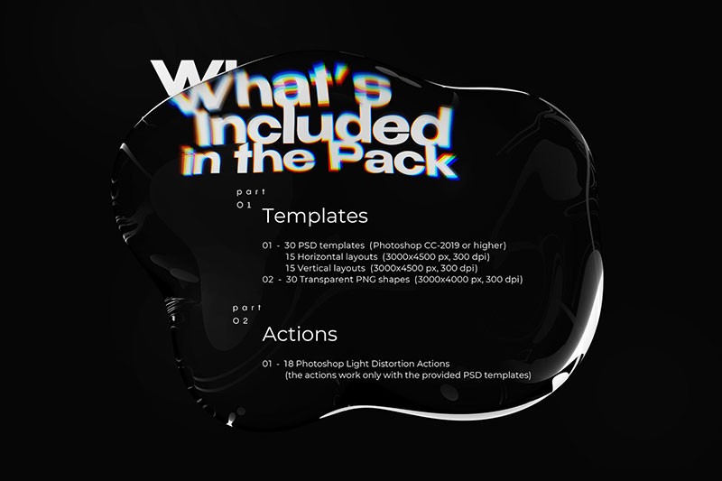 30款透明液体光效扭曲文字海报PS图层样式，附视频教程 插件预设 sucaiwan.com