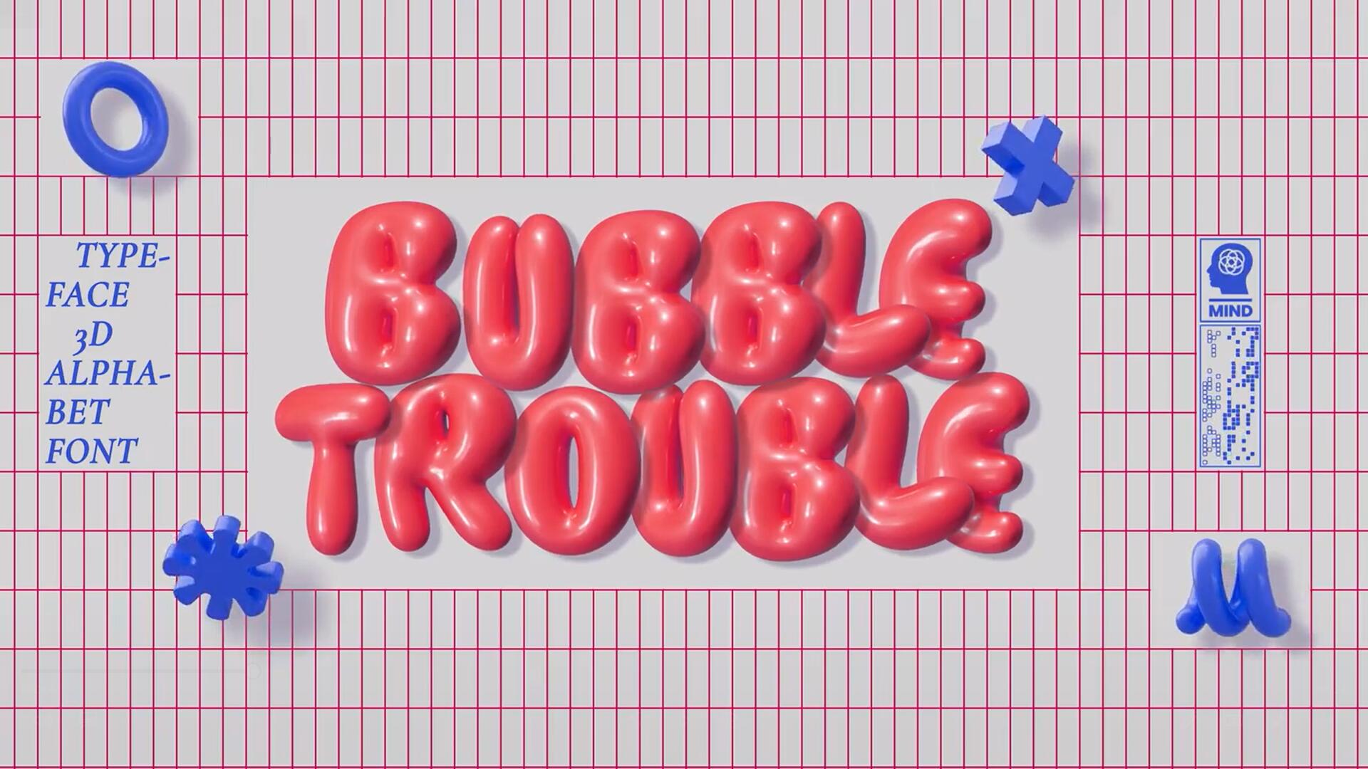 AE模板：趣味卡通圆润胖乎乎y2k气球气泡标题时尚背景动画样式 Bubble Trouble Typeface 影视音频 sucaiwan.com