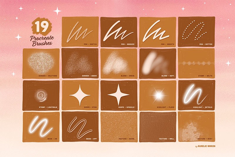 Procreate复古标志笔刷套装 笔刷资源 sucaiwan.com
