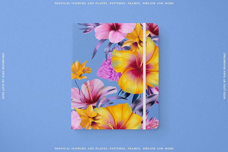 夏威夷风情花卉无缝图案，PAT PNG格式 图片素材 sucaiwan.com