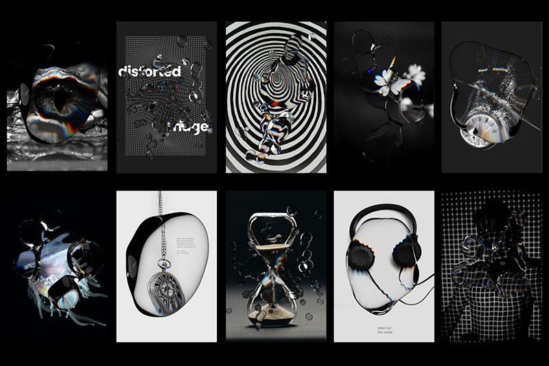 30款透明液体光效扭曲文字海报PS图层样式，附视频教程 插件预设 sucaiwan.com