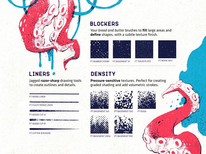 47个噪点插画纹理Procreate笔刷 笔刷资源 sucaiwan.com