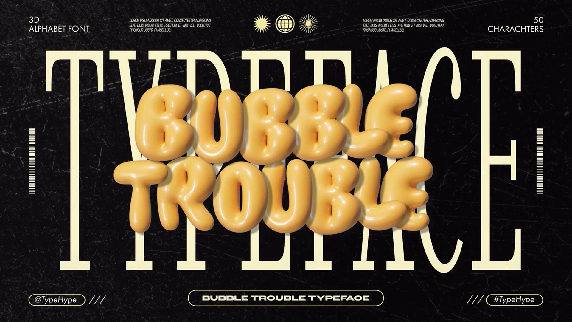 AE模板：趣味卡通圆润胖乎乎y2k气球气泡标题时尚背景动画样式 Bubble Trouble Typeface 影视音频 sucaiwan.com