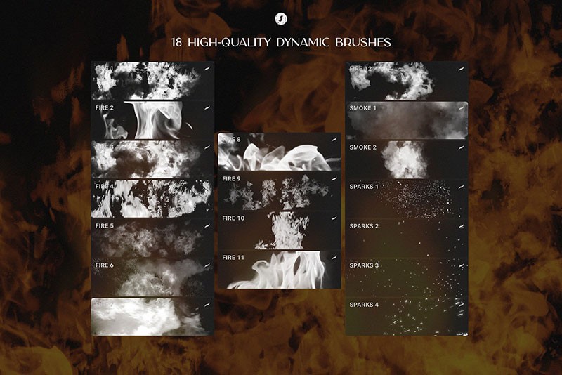18个火焰烟雾效果Procreate笔刷 笔刷资源 sucaiwan.com