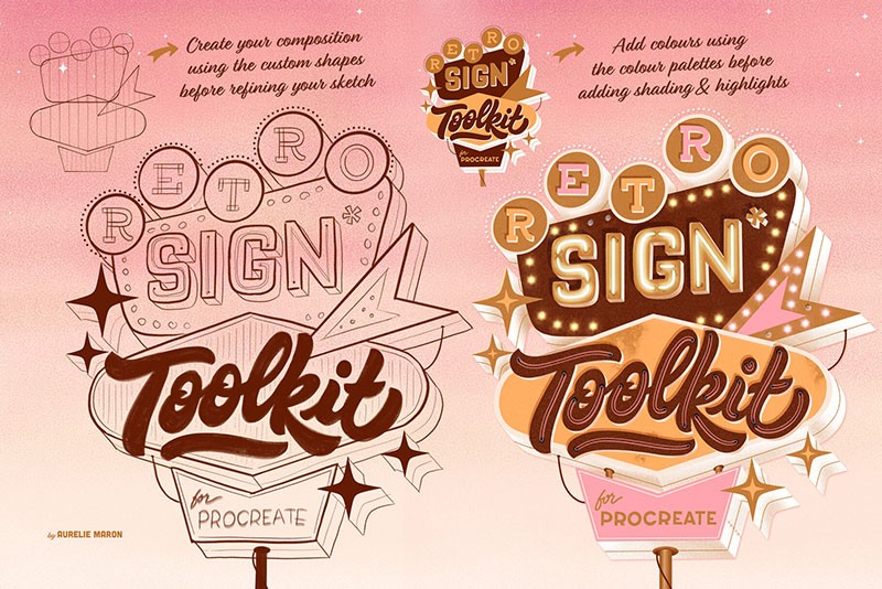 Procreate复古标志笔刷套装 笔刷资源 sucaiwan.com