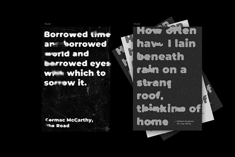 40种复古扭曲故障文字效果图层样式PSD，附视频教程 插件预设 sucaiwan.com