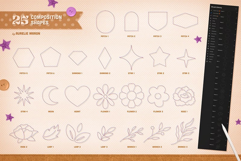 Procreate纺织纹理字体制作笔刷套装 笔刷资源 sucaiwan.com