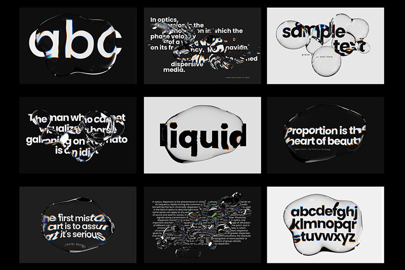 30款透明液体光效扭曲文字海报PS图层样式，附视频教程 插件预设 sucaiwan.com