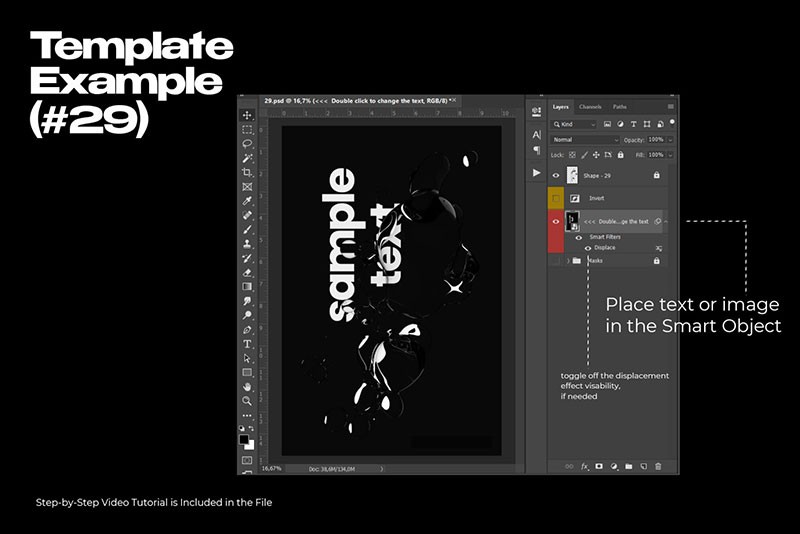 30款透明液体光效扭曲文字海报PS图层样式，附视频教程 插件预设 sucaiwan.com