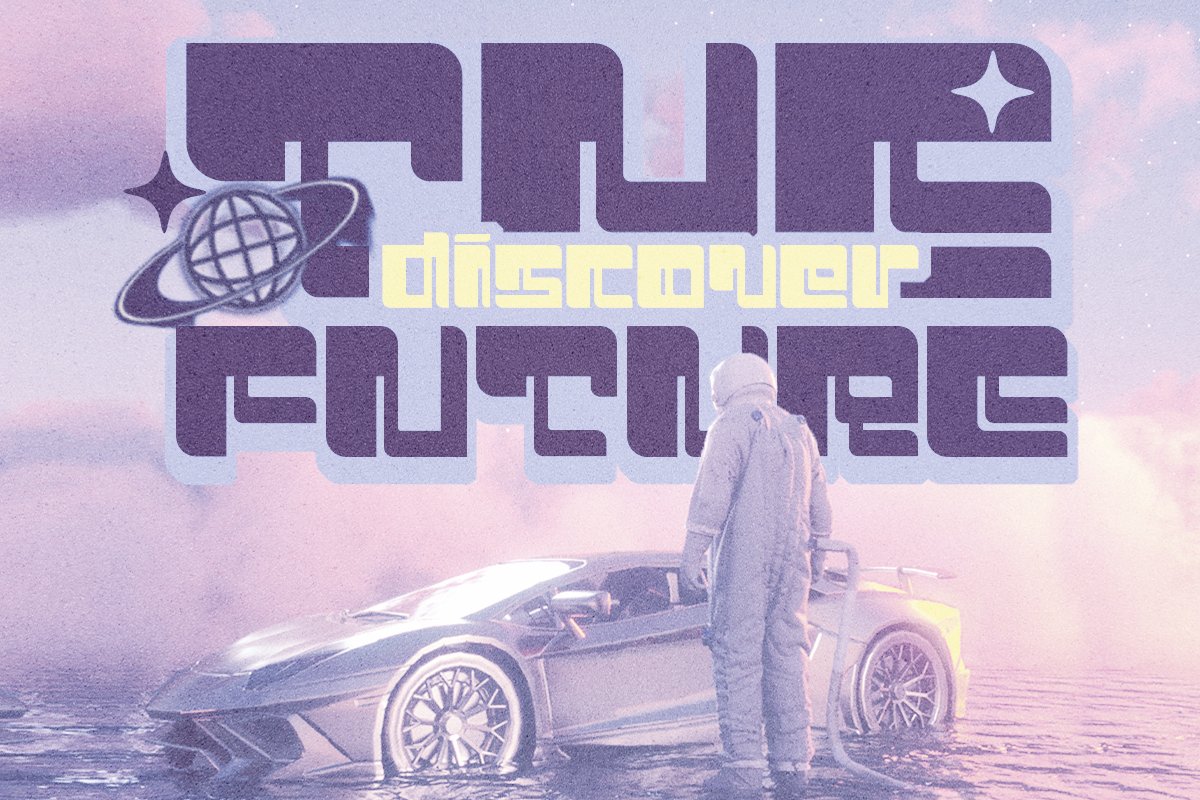 英文字体：千禧Y2K赛博未来科幻科技几何抽象logo标题排版无衬线装饰英文字体 设计素材 sucaiwan.com