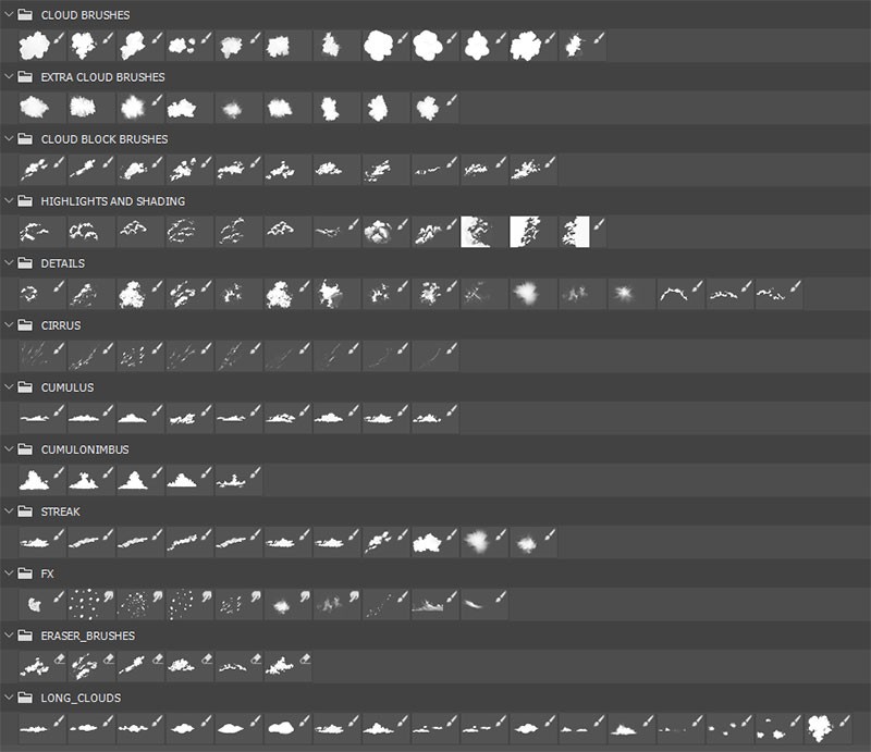 吉卜力动漫风格Photoshop云彩笔刷 笔刷资源 sucaiwan.com