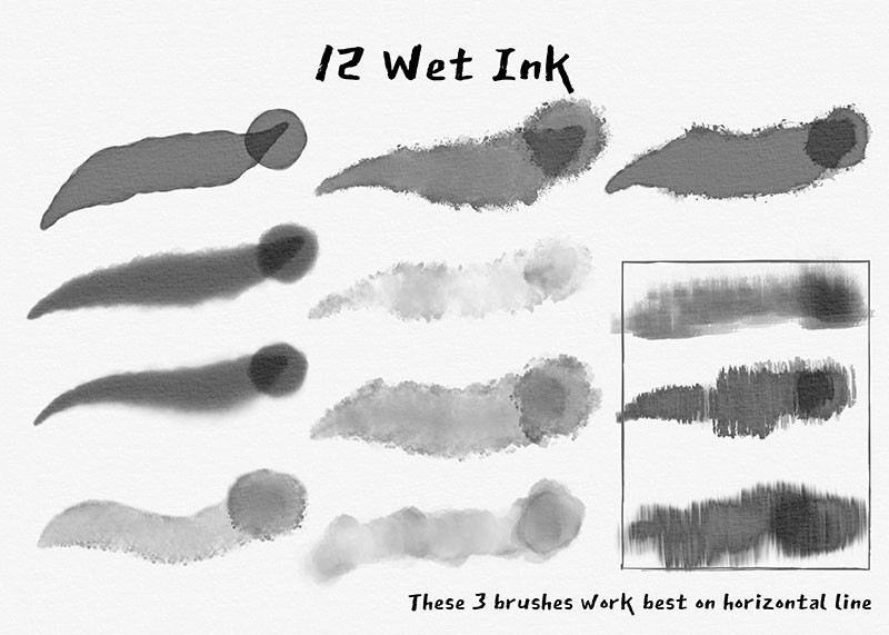 Procreate日式水墨效果笔刷套装 笔刷资源 sucaiwan.com