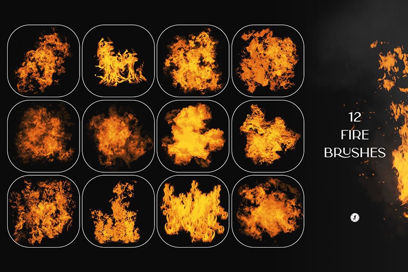 18个火焰烟雾效果Procreate笔刷 笔刷资源 sucaiwan.com