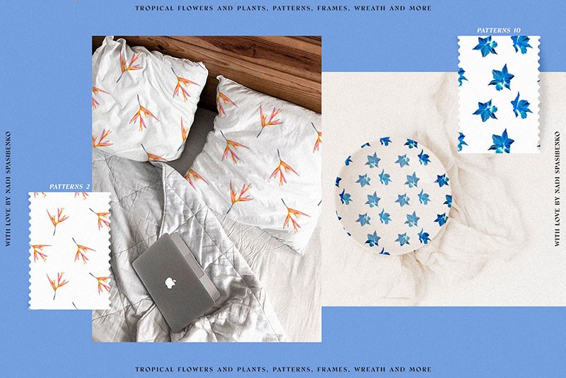 夏威夷风情花卉无缝图案，PAT PNG格式 图片素材 sucaiwan.com