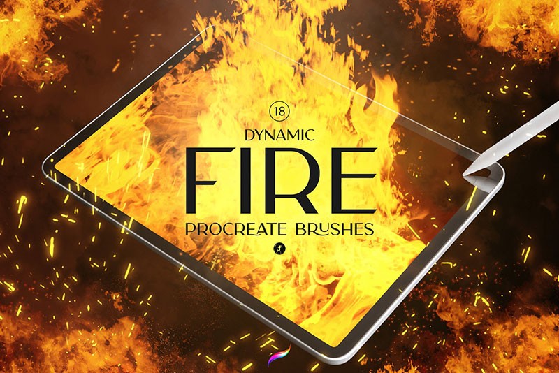 18个火焰烟雾效果Procreate笔刷 笔刷资源 sucaiwan.com