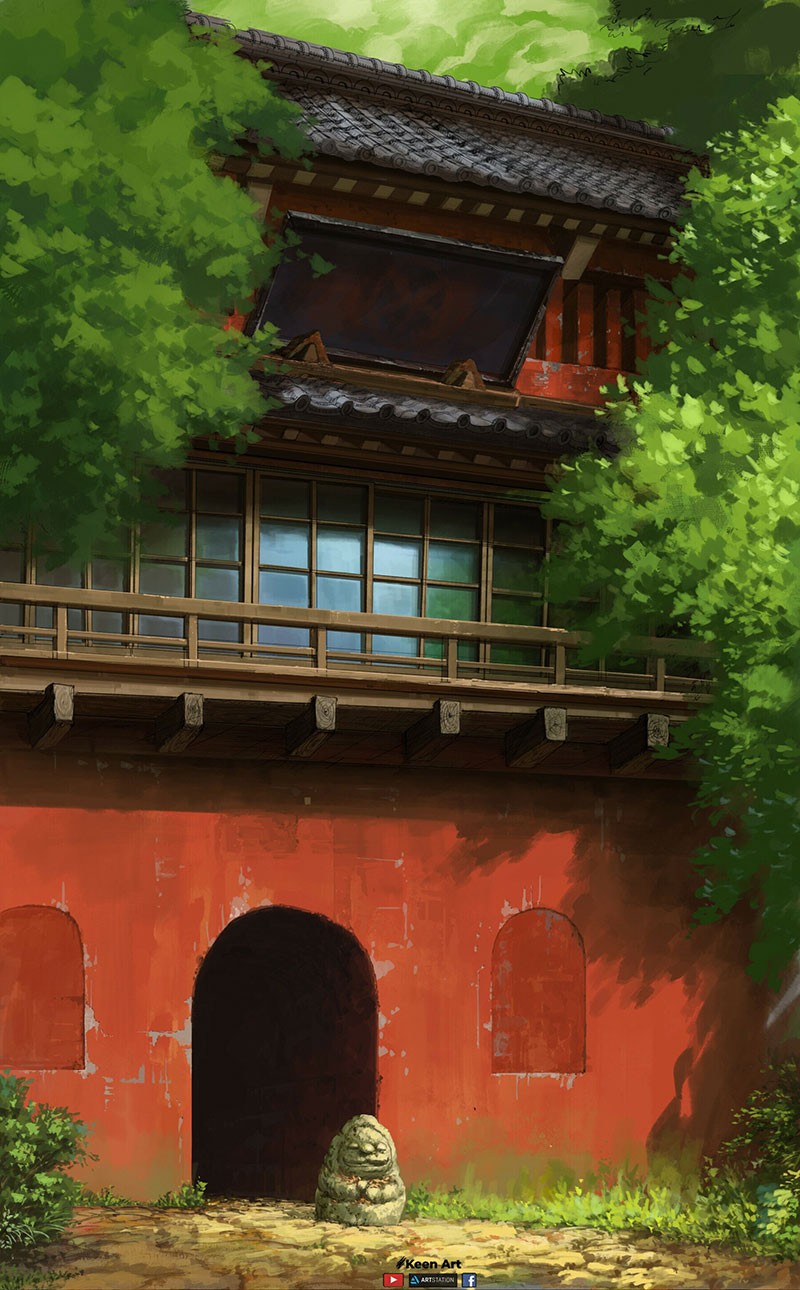 吉卜力风格动漫场景PS笔刷套装，附视频教程 笔刷资源 sucaiwan.com