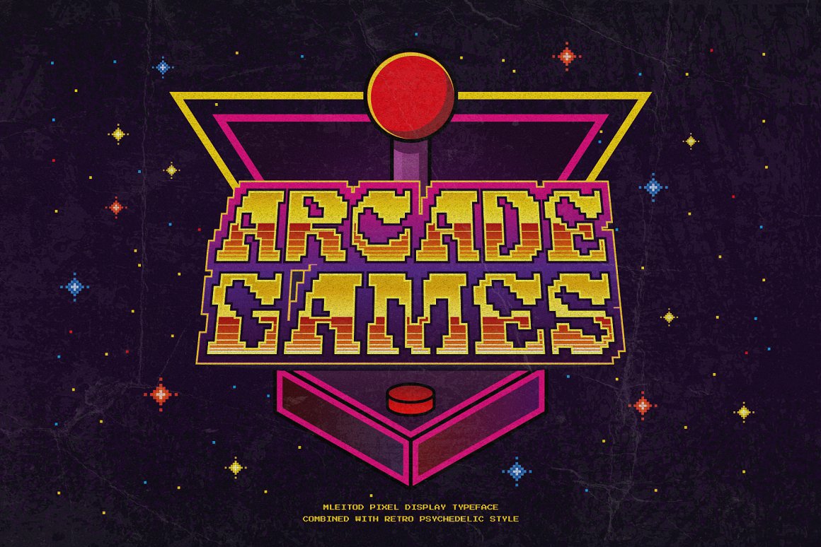 复古独特迷幻像素风游戏乐队标题logo设计英文字体安装包 Mleitod 设计素材 sucaiwan.com