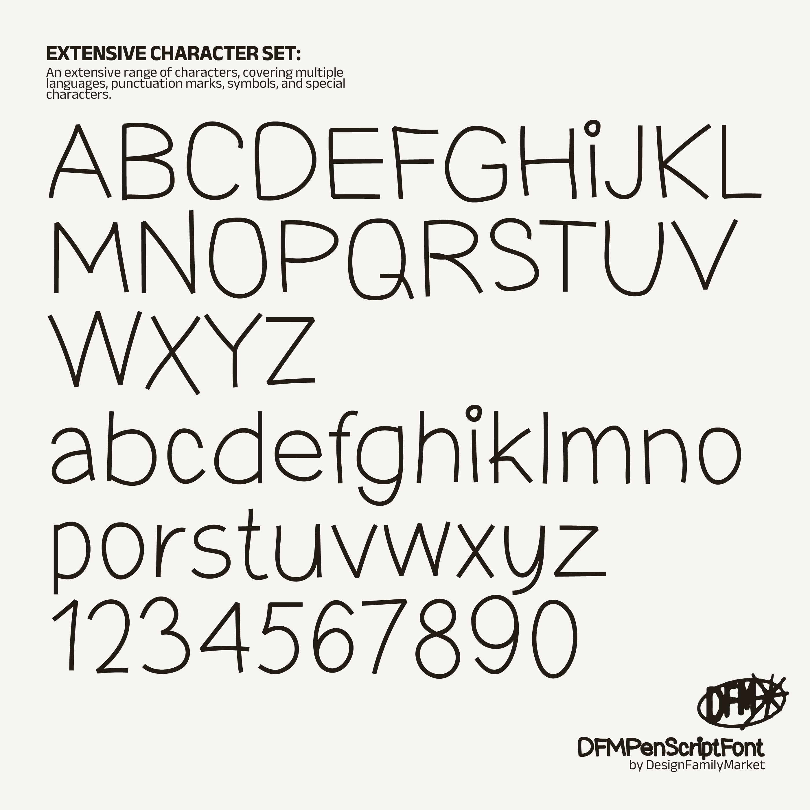 DFM Pen Script Font手绘线性涂鸦字体，免费商用字体 设计素材 sucaiwan.com