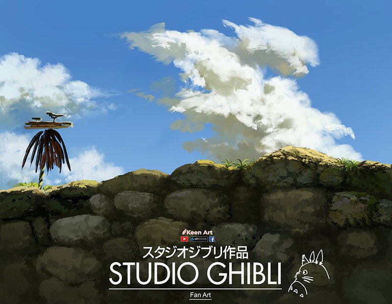 吉卜力风格动漫场景PS笔刷套装，附视频教程 笔刷资源 sucaiwan.com