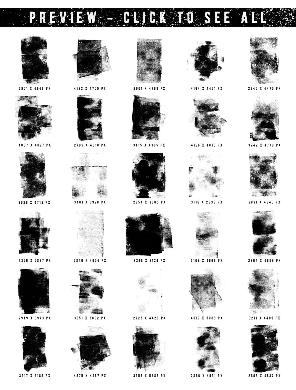 Miksks 30张油漆滚筒叠加纹理复古影印故障特效PNG图片素材 Paint Roller Textures . sucaiwan.com