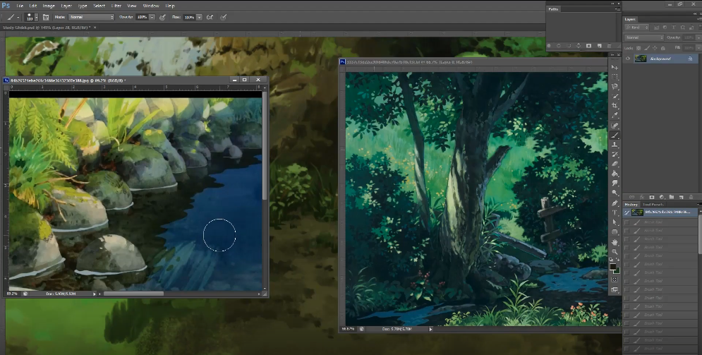 吉卜力风格动漫场景PS笔刷套装，附视频教程 笔刷资源 sucaiwan.com