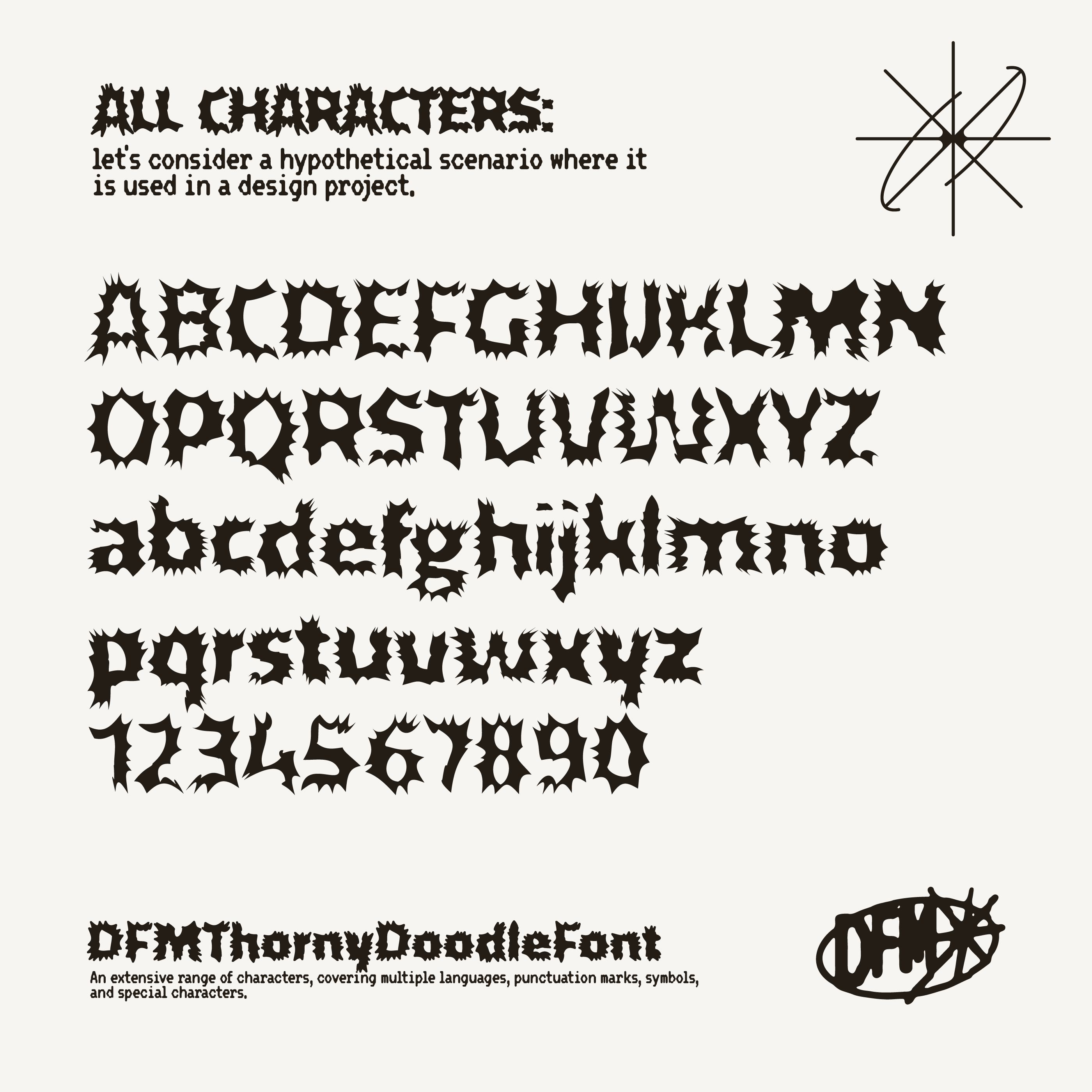 DFM Thorny Doodle Y2K 锐利变形字体，免费商用字体 设计素材 sucaiwan.com