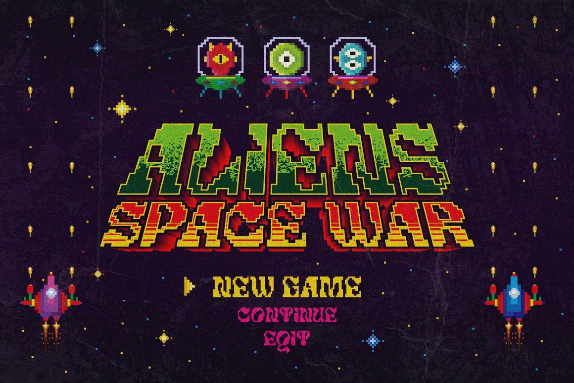 复古独特迷幻像素风游戏乐队标题logo设计英文字体安装包 Mleitod 设计素材 sucaiwan.com