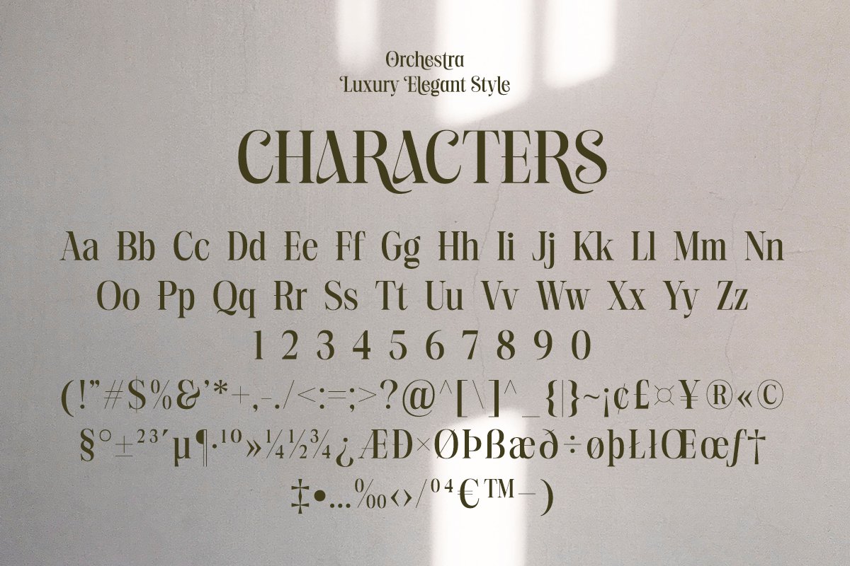 英文字体：高端现代经典优雅书籍杂志电影标题徽标LOGO设计衬线英文字体 Orchestra - Modern Elegant Serif 设计素材 sucaiwan.com