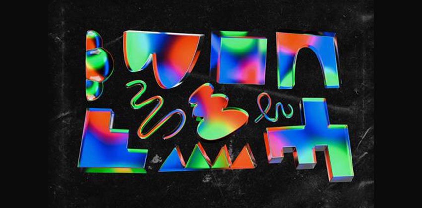 设计资源-40款3D几何渐变发光玻璃形状素材 图片素材 sucaiwan.com