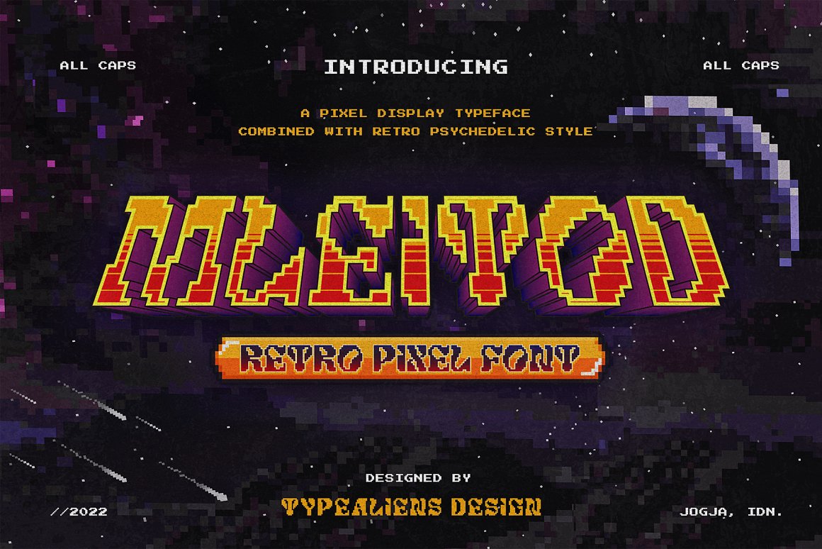 复古独特迷幻像素风游戏乐队标题logo设计英文字体安装包 Mleitod 设计素材 sucaiwan.com