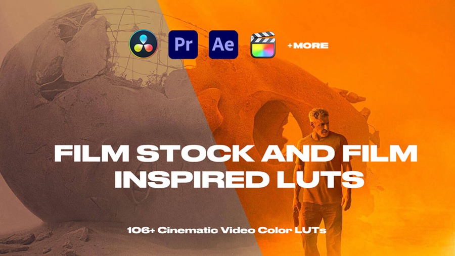 106个好莱坞胶片启发电影色彩LUT调色预设 Film Stock and Film Inspired LUTs 插件预设 sucaiwan.com