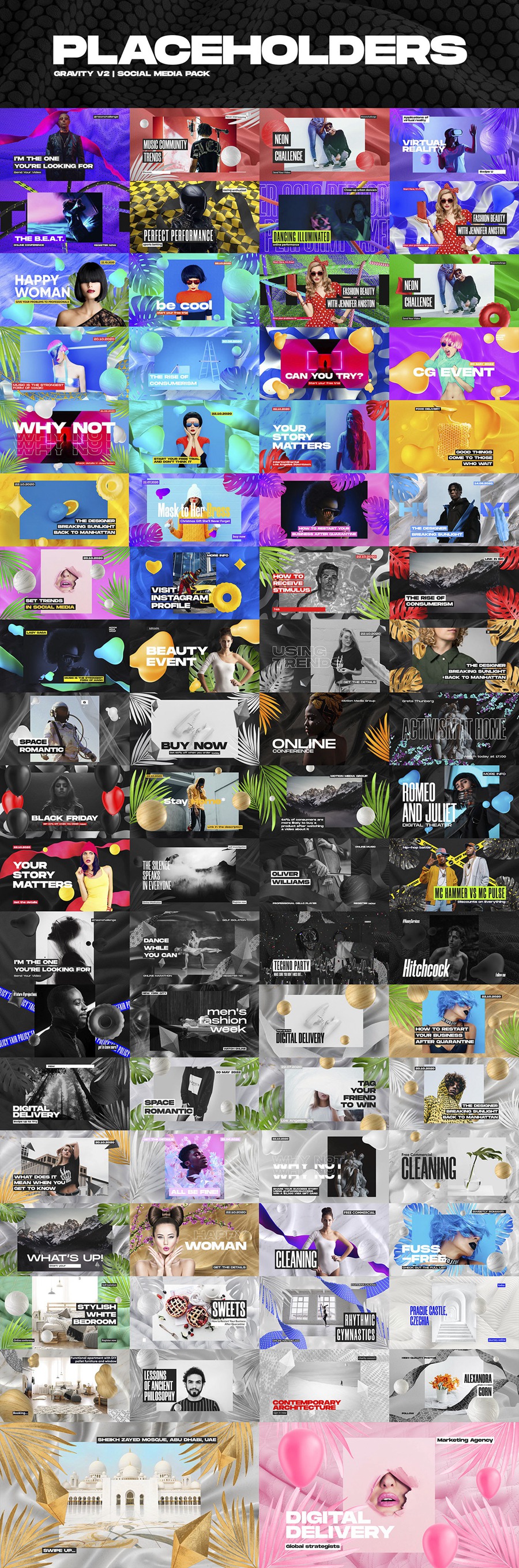 AE插件:550组波普艺术风3D多彩几何元素金渐变手心动能雕塑艺术风格素材包 Gravity V2 . 第2张-素材湾丨精选海外优质设计素材资源 AE插件:550组波普艺术风3D多彩几何元素金渐变手心动能雕塑艺术风格素材包 Gravity V2 . sucaiwan.com