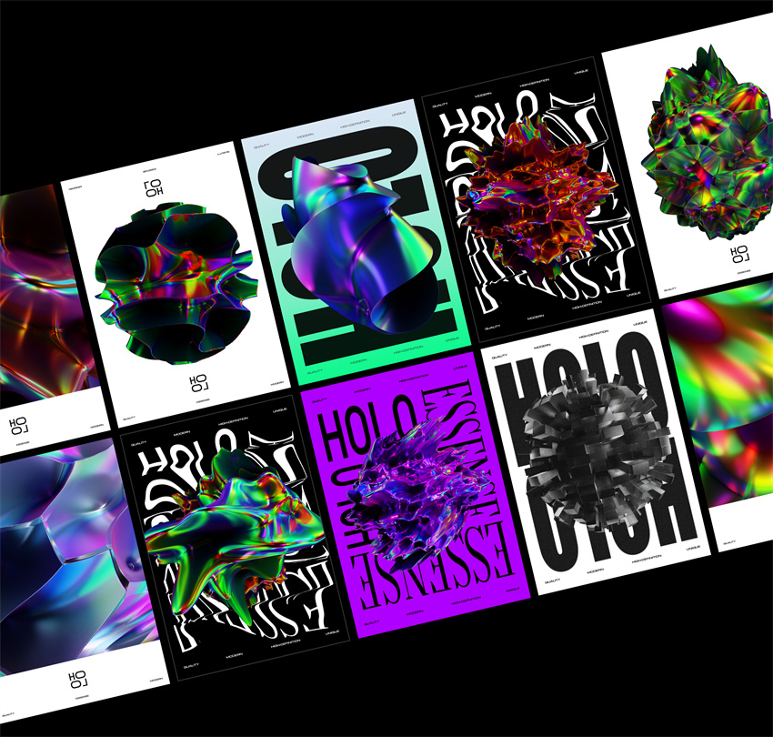 设计资源-50款高端3D抽象全息形状PNG素材 图片素材 sucaiwan.com