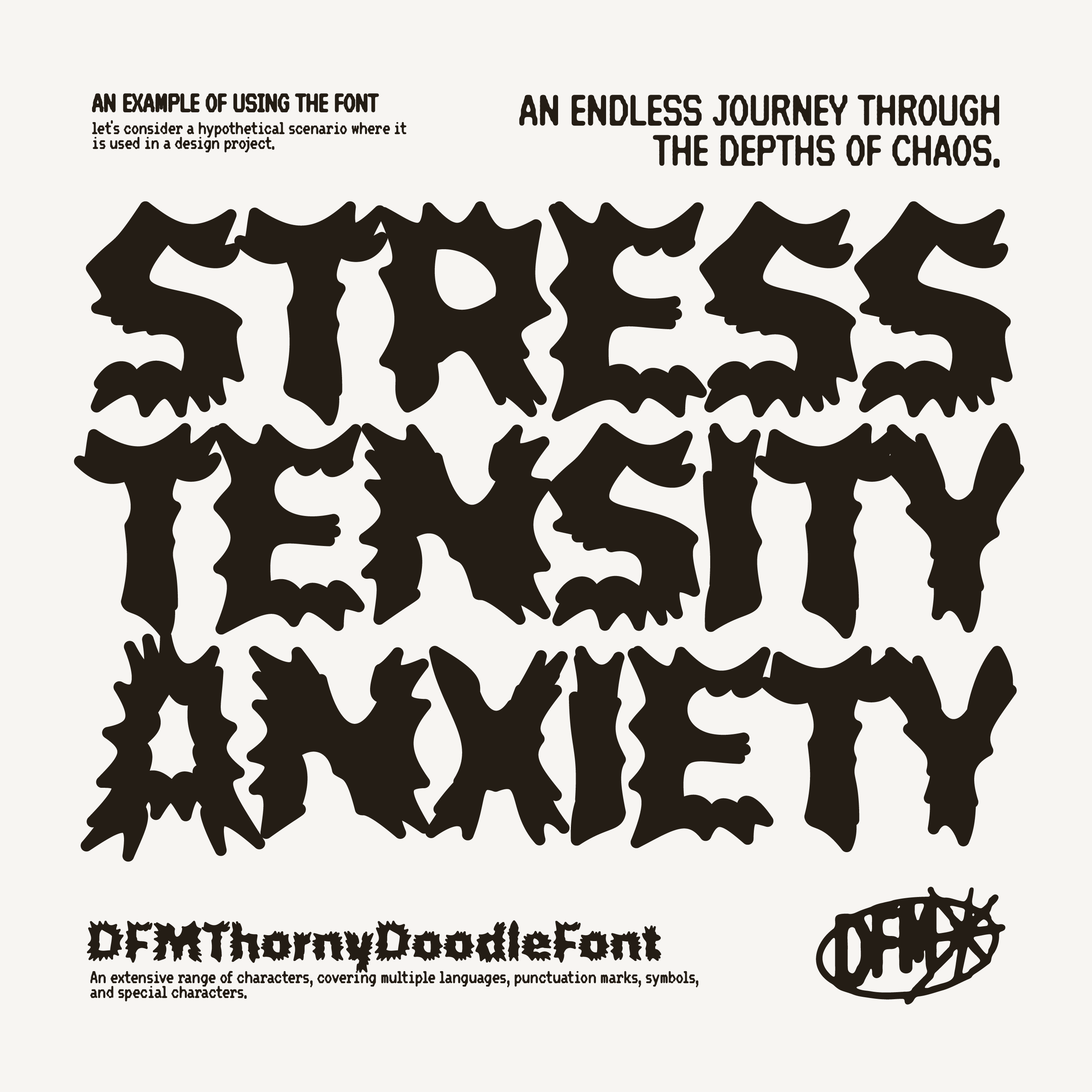 DFM Thorny Doodle Y2K 锐利变形字体，免费商用字体 设计素材 sucaiwan.com