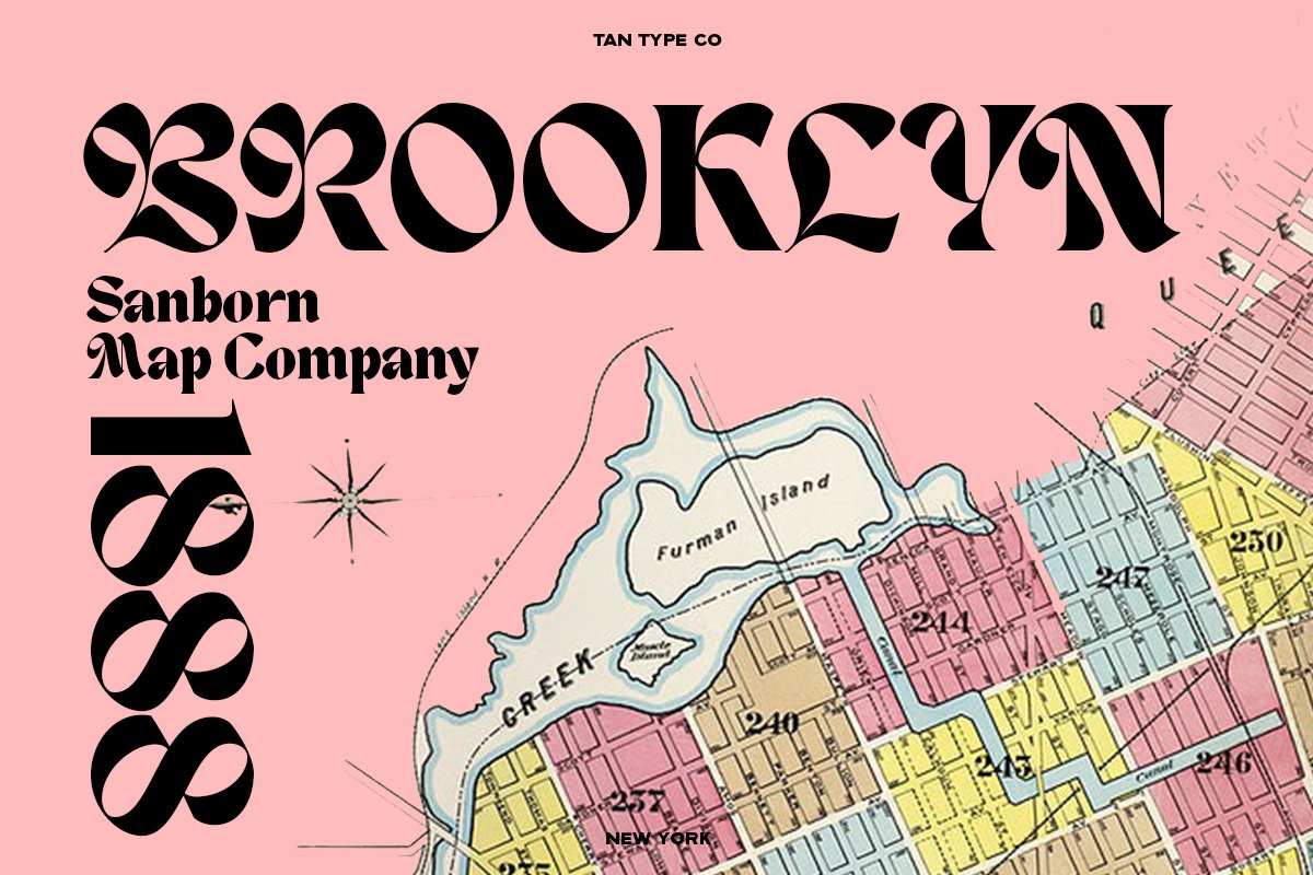 英文字体：复古时尚优雅杂志海报标题设计无衬线字体 TAN - NEW YORK 设计素材 sucaiwan.com