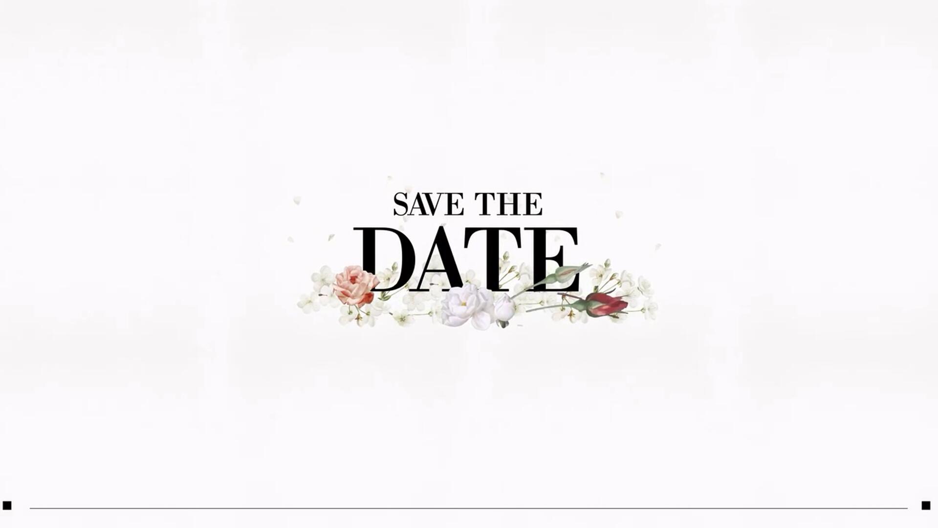 AE/PR/FCPX模板：花卉婚礼拼贴复古优雅衬线日期水彩幻灯片开场片头 . sucaiwan.com