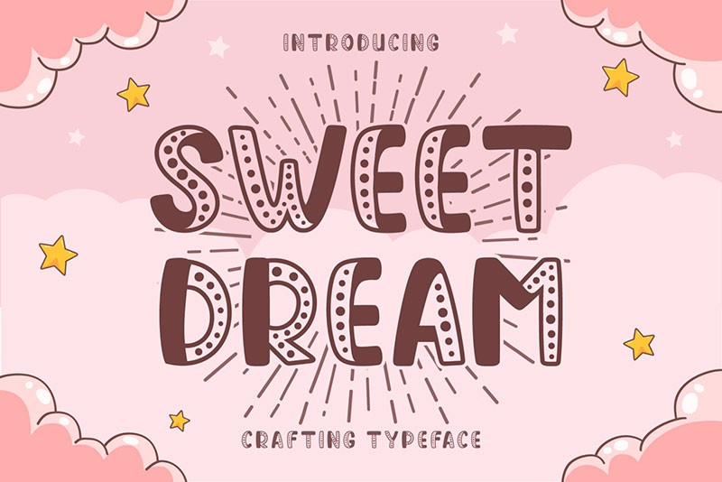 Sweet Dream可爱手绘英文字体 设计素材 sucaiwan.com