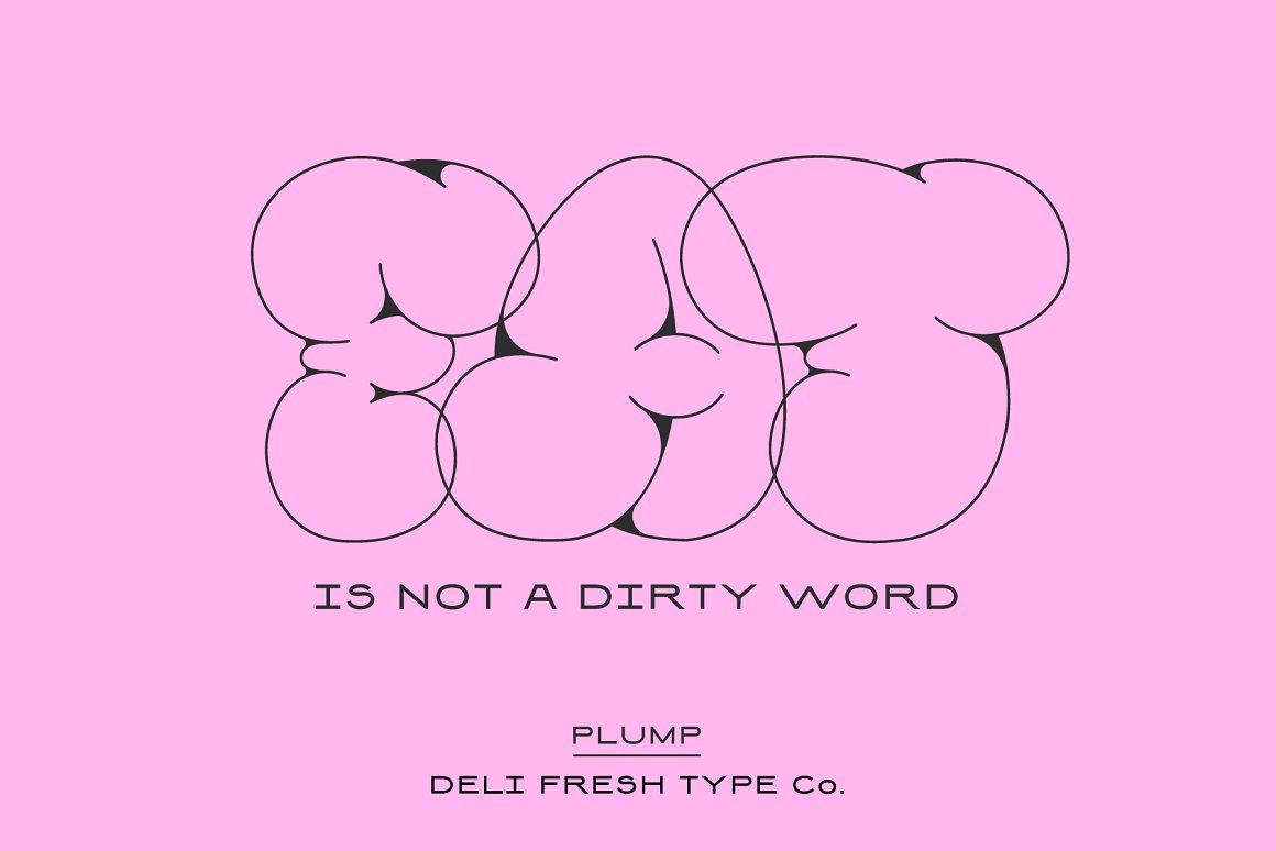 英文字体：趣味卡通涂鸦效果胖乎乎泡泡气泡PSAI英文字体安装包 Plump: A Bubble Letter Font . sucaiwan.com